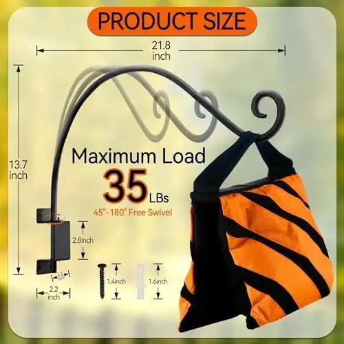 Qiang Ni Swivel Plant Hanger Bracket: Bird Feeder Hanger for Outdoor Wall Mount (22 - A, 22 Inch) by GreenHaven Gardens