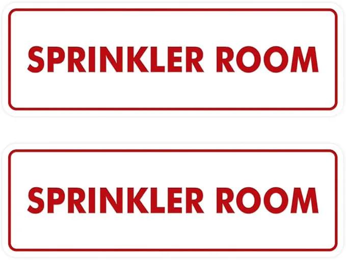 Signs ByLITA Standard Sprinkler Room Sign (White/Red) - Small 2 Pack by GreenHaven Gardens