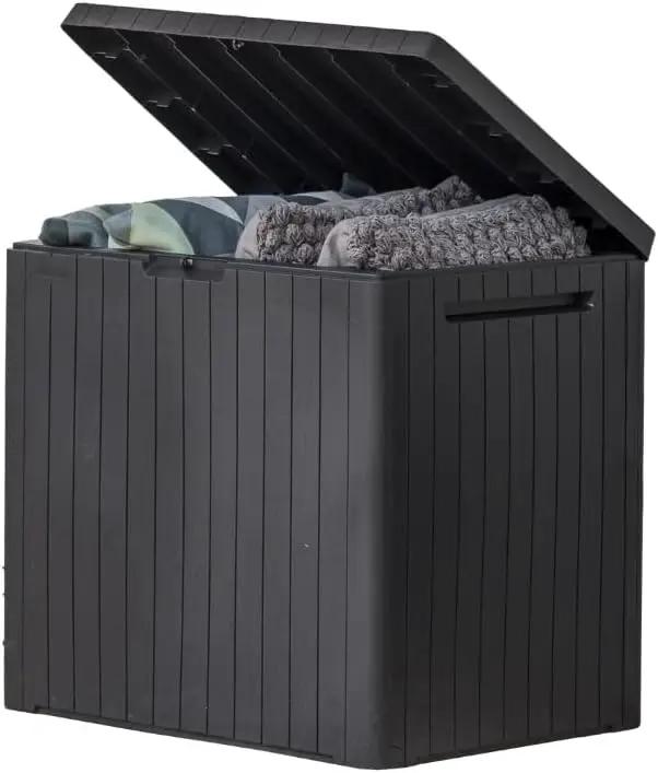 Keter City 30 Gallon Resin Outdoor Storage Box and Patio Storage Box Side Table for Pool and Garden Accessories, Dark Grey by GreenHaven Gardens