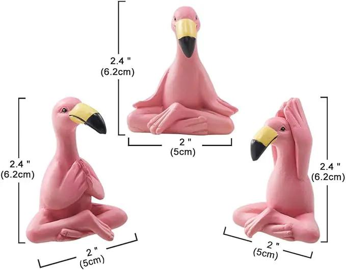 Goodeco 2.4" Mini Yoga Flamingo Figurines - Tiny Gifts Whimsical Kawaii Pink Flamingo Desk Decor, Set of 3 Fairy Garden Lawn Statues, Flamingo Gifts for Women/Mom/Grandma/Girls by GreenHaven Gardens