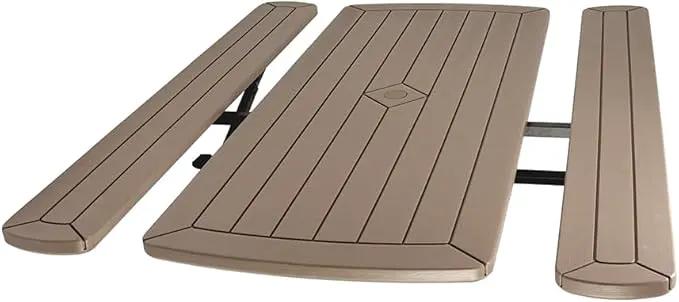 OEF Furnishings Heavy Duty Blow Molded Folding Picnic Table - Brown, Brown Frame by GreenHaven Gardens