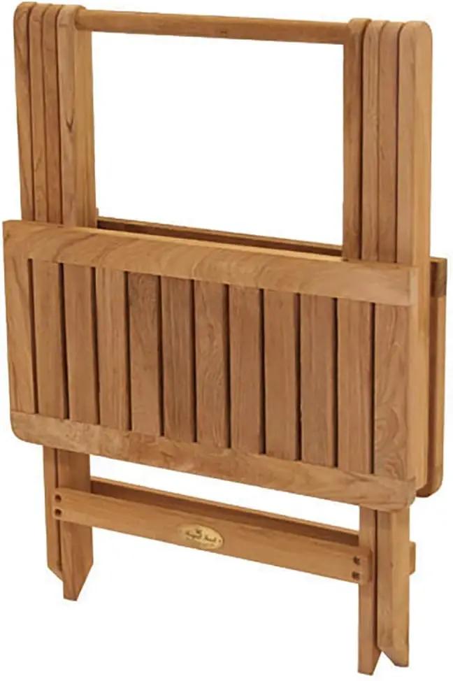 3-Piece Teak Patio Conversation Set with Sun Bed Loungers & 20-Inch Square Folding Picnic Table (P143NA), Navy Sun Bed Cushions by GreenHaven Gardens