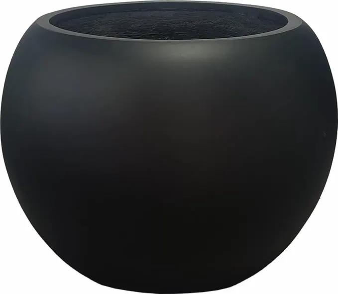 13.5 H x 17" Dia (12" Pot Opening) Round Fiberstone Planter with Drainage Hole, Black, Indoor/Outdoor Large Plant Pot for Home Patio Garden, Ideal for Large Plants by GreenHaven Gardens