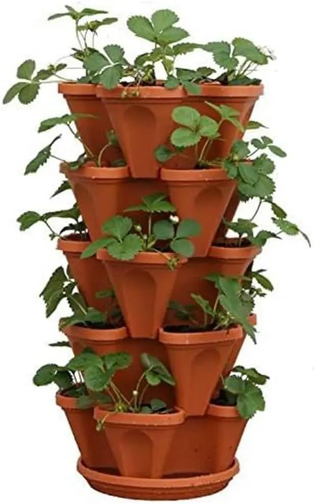 Mr. Stacky 5-Tier Strawberry Planter Pot, 5 Pots by GreenHaven Gardens