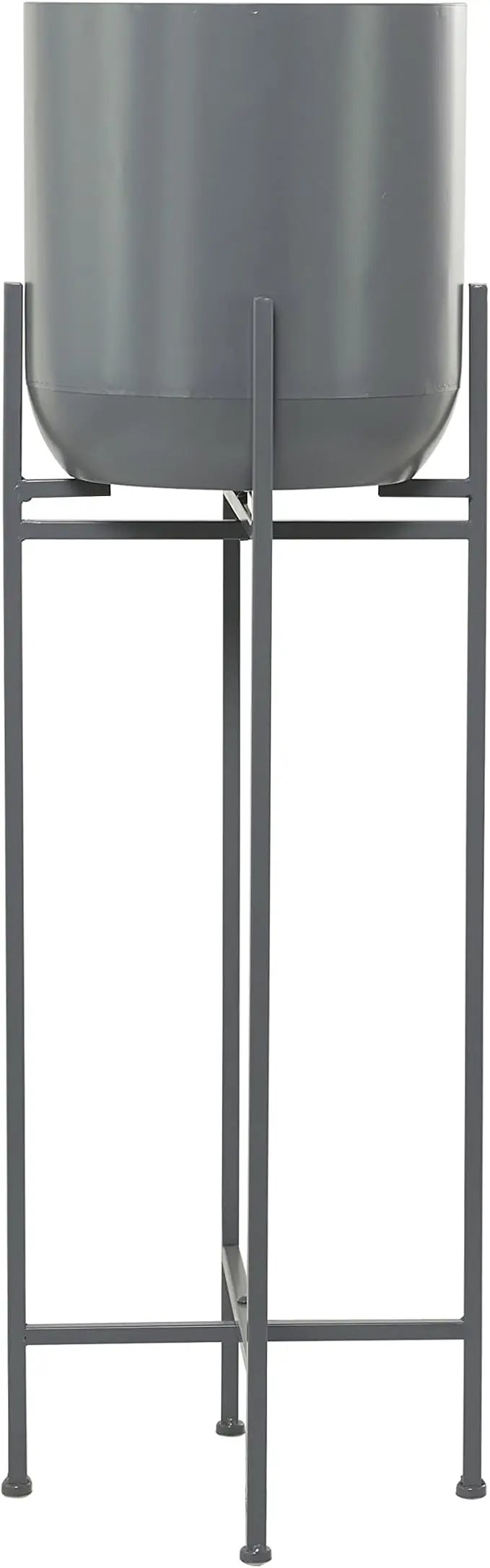 Deco 79 CosmoLiving by Cosmopolitan Metal Round Planter with Removable Stand, 13" x 13" x 42", Gray by GreenHaven Gardens