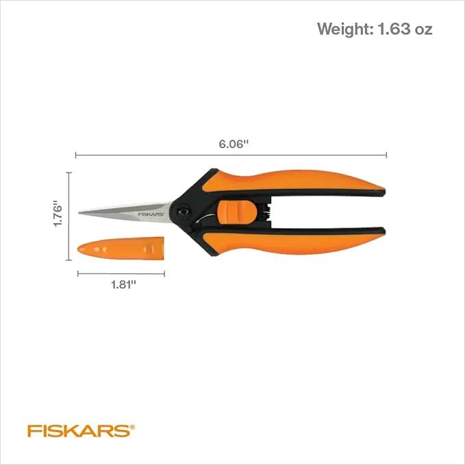 Fiskars 6" Pruning Scissors for Flower Stems, Herbs, Buds, and Small Plants, Garden Snips with Stainless Steel Blades, Gardening Trimmers with Comfortable Handle by GreenHaven Gardens