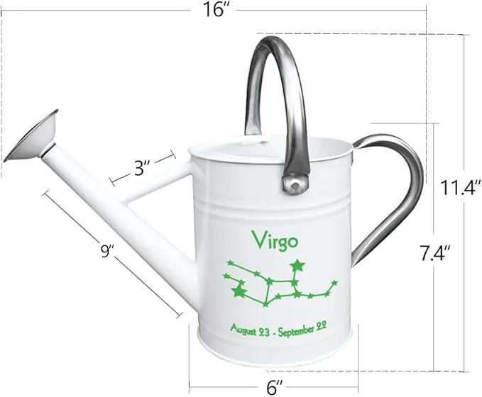 Metal Watering Can for Outdoor and Indoor Plants, Watering Can Decor, 1 Gallon (Virgo) by GreenHaven Gardens