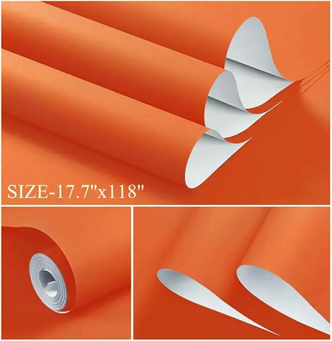 Dimoon 236''x17.7'' Orange Peel and Stick Wallpaper Contact Paper Modern Self Adhesive Wall Paper Removable Renter Friendly Textured Solid Color Shelf Vinyl Roll (236''x17.7'',Tropical Orange) by GreenHaven Gardens