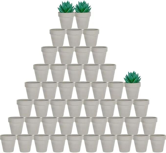 vensovo 48 Pcs 2" Tiny Terracotta & Terra Cotta Pots with Drainage - Grey Small Mini Clay Ceramic Pottery Planter Ideal for Indoor/Outdoor Plants, Crafts, Wedding Favors by GreenHaven Gardens
