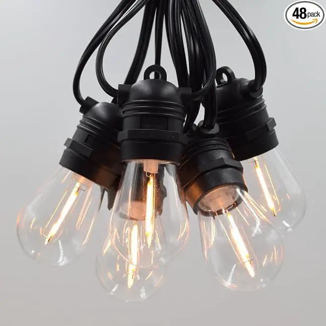 Hometown Evolution, Inc. E26 Commercial String Lights with 16 Gauge Wire (S14 LED Plastic, 100 Foot 50 Socket) by GreenHaven Gardens