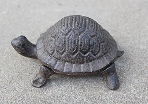 Garden Decoration Turtle Cast Iron Key Hider Stone Diversion Safe Key Outside Hider Hide-A-Key Holder Safely Hiding Your Spare Keys for Outdoor Garden or Yard, Geocaching by GreenHaven Gardens