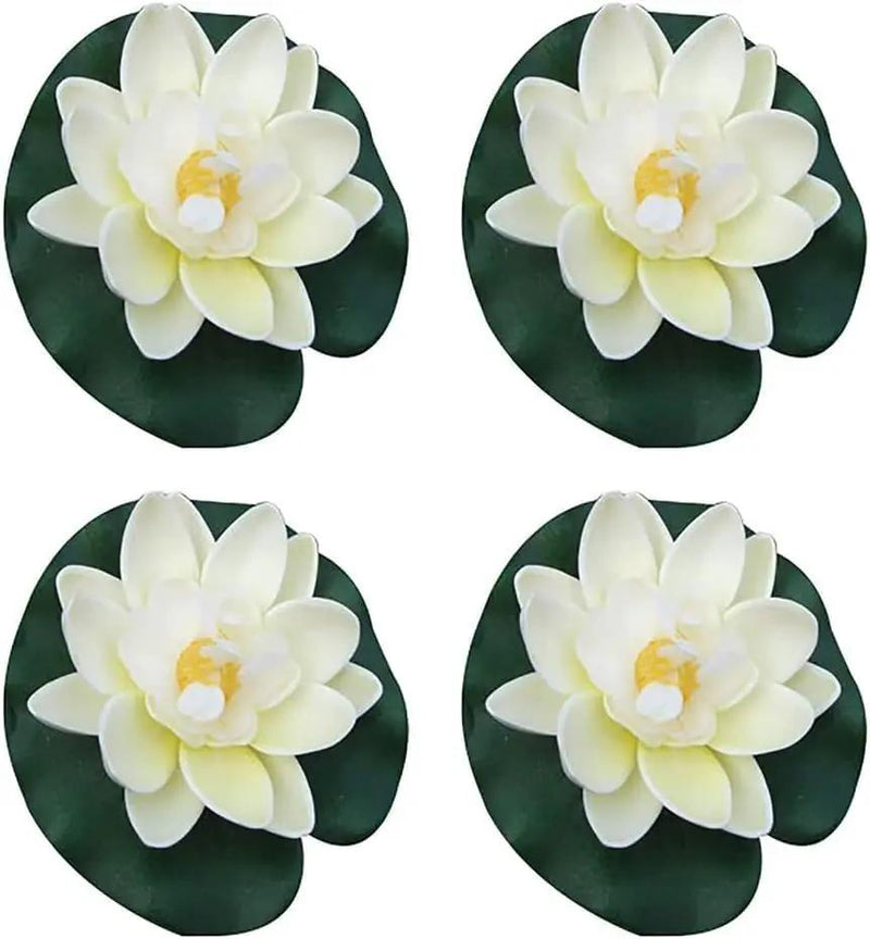 4 Pieces Artificial Floating Lotus Flowers with Lily Pads, Decorative Foam Water Plants for Pond, Pool, Garden Fish Tank Aquarium Home Garden Special Decoration Outdoor Décor,Artificial Flowers by GreenHaven Gardens