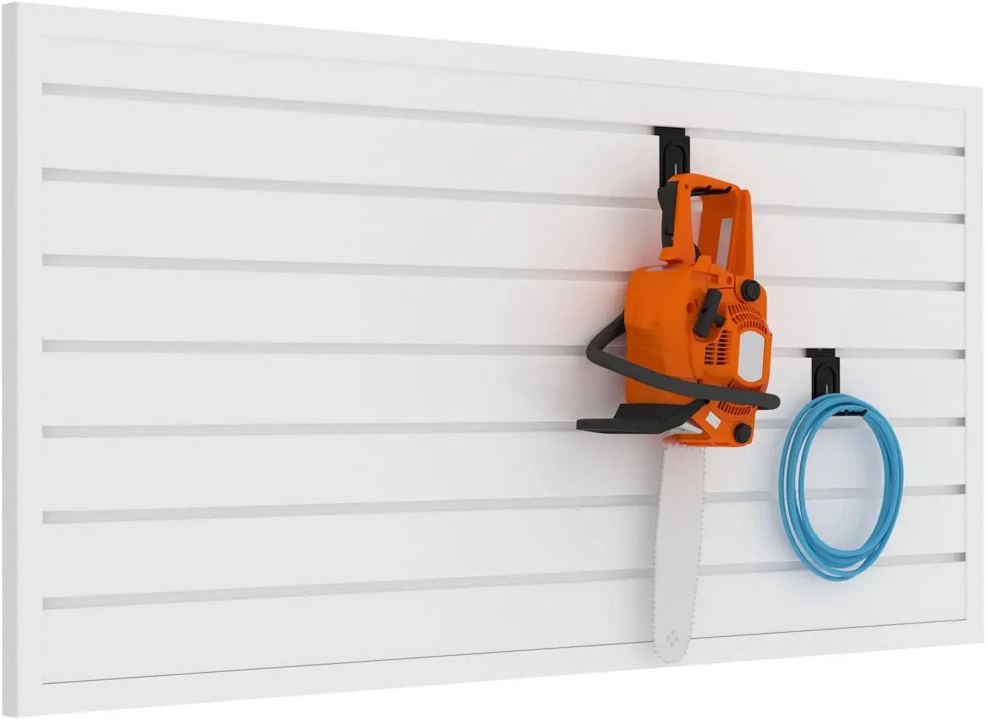 Slatwall Panel Garage Organizer PVC Slatwall Heavy Duty Wall Mounted Rack, Interlocking Slat Wall Panels for Tool Organization Peg Board(White 4 x 2 ft) by GreenHaven Gardens