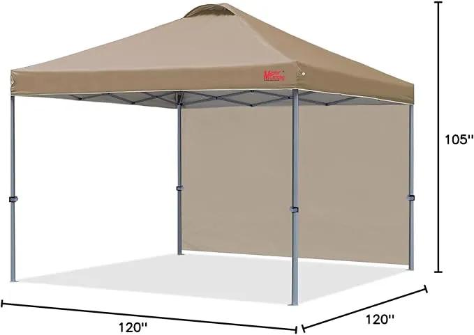 MASTERCANOPY Pop up Canopy Tent with 1 Sidewall (12x12 ft, Khaki) by GreenHaven Gardens