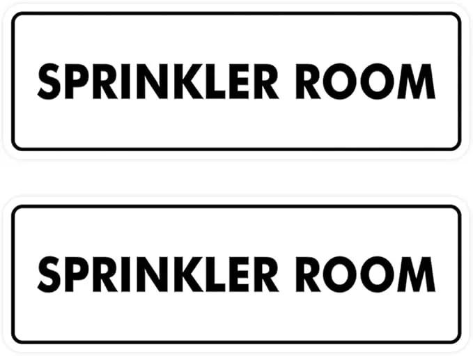 Signs ByLITA Standard Sprinkler Room Sign (White) - Medium 2 Pack by GreenHaven Gardens