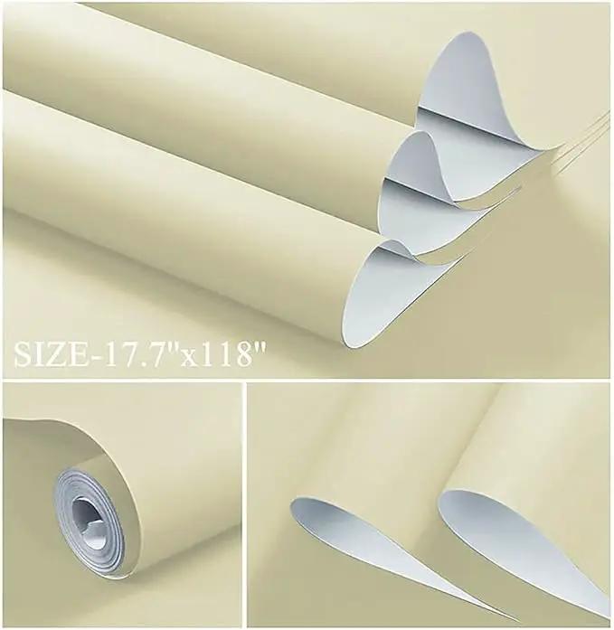 Dimoon 118''x17.7'' Beige Peel and Stick Wallpaper Contact Paper Modern Self Adhesive Wall Paper Removable Renter Friendly Textured Solid Color Shelf Cabinet Vinyl Roll (118''x17.7'',Beige) by GreenHaven Gardens