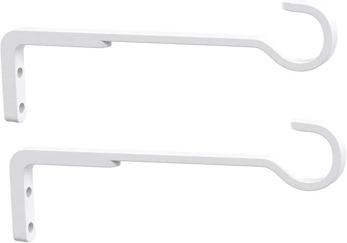 8 Inch 2 Pack White Heavy Duty Outdoor Plant Hangers for Hanging Baskets, Iron Hanging Plant Brackets for Hanging Plants Outside, Metal Plant Hooks Plant Wall Hooks for Hanging Lantern, Bird Feeder by GreenHaven Gardens