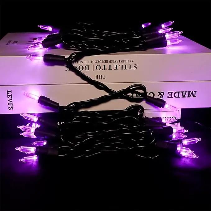 Purple Halloween LED Lights - 2 Pack 100 Count Purple Christmas String Lights for Tree, Party, Holiday, Indoor/Outdoor Halloween Decorations, 2 Sets 33 Feet Black Wire, UL Certified, Connectable by GreenHaven Gardens