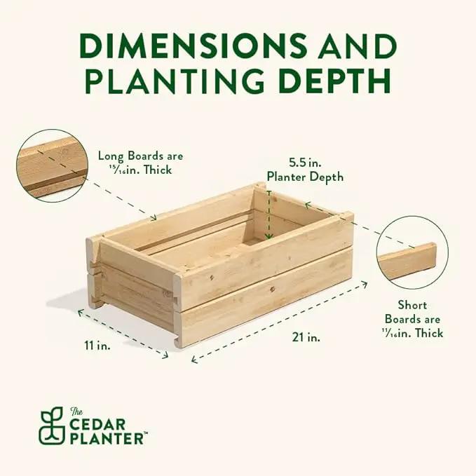 Greenes Fence Cedar Wood Planter Box, 21" x 11" x 7" - Made in USA with North American Cedar by GreenHaven Gardens