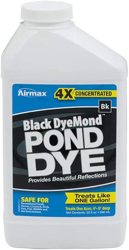 Airmax Black DyeMond Pond Dye 4X Concentrate for Outdoor Ponds & Lakes, Natural Pond Colorant & Beauty Enhancer, Block Ultraviolet Rays, Fish, Bird & Livestock Safe, Easy Liquid Application, 1 Quart by GreenHaven Gardens