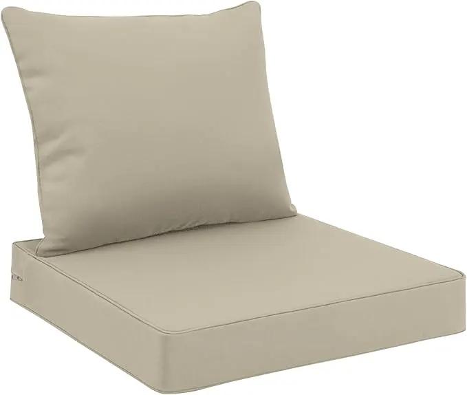 Favoyard Outdoor Seat Cushion Set 22 x 24 Inch Waterproof & Fade Resistant Patio Furniture Cushions with Removable Cover Deep Seat & Back Cushion with Handle and Adjustable Straps for Chair Sofa Couch by GreenHaven Gardens