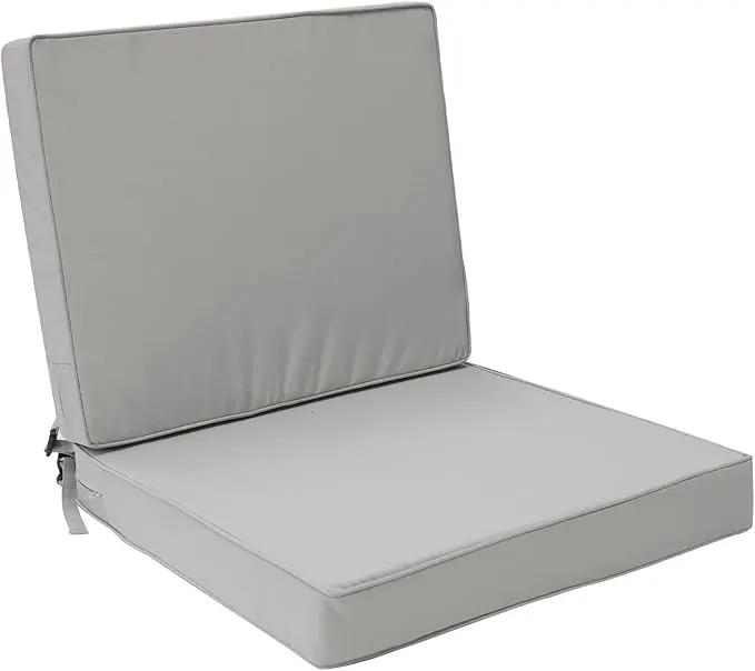Outdoor Deep Seat Cushion Set 22" x 22", Water Repellent & Fade Resistant Cushion for Patio Furniture, Back & Seat Cushion with Removable Covers for Sofa, Couch, Light Grey by GreenHaven Gardens