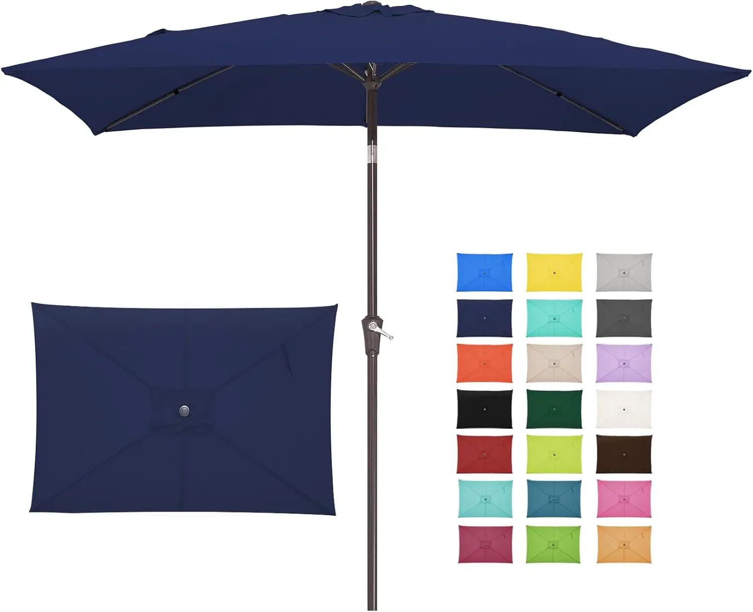 JEAREY 6.5x10 ft Rectangular Patio Umbrellas Outdoor Market Umbrella with Push Button Tilt and Crank, Rectangle Table Umbrellas 6 Sturdy Ribs UV Protection for Pool Garden Backyard Deck, Dark Navy by GreenHaven Gardens