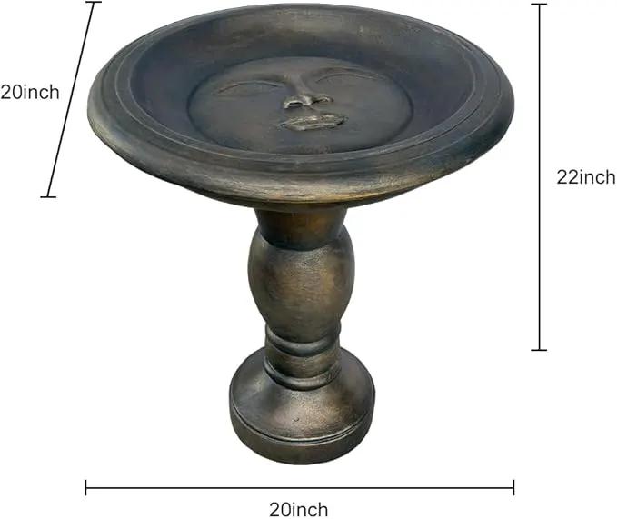 SKYFIRE 22-Inch Fibre Reinforced Concrete Pedestal Floor Fountain and Bird Bath Outdoor Decor for Garden, Patio, Lawn, Backyard - 20”L X 20”W X 22”H Antique Pedestal Birdbath by GreenHaven Gardens