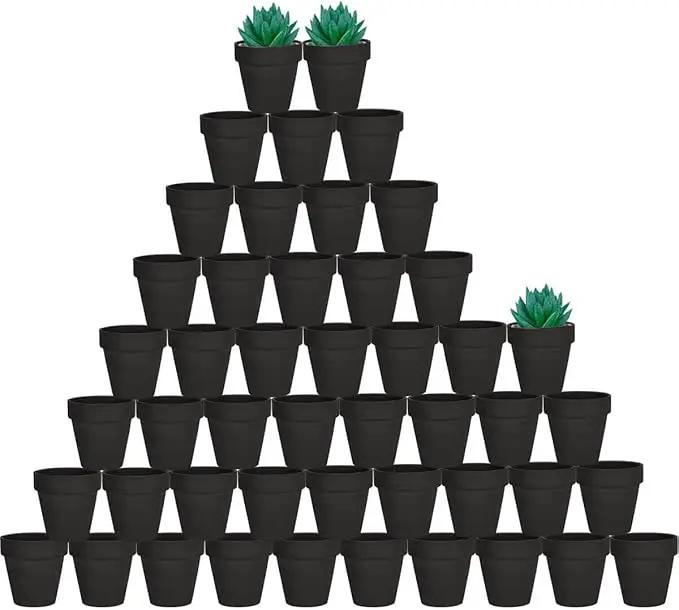 vensovo 48 Pcs Tiny Terracotta Pots - 2 inch Black Small Mini Clay Pots with Drainage Holes Flower Nursery Terra Cotta Pots for Indoor/Outdoor Succulent Plants, Crafts, Wedding Favor by GreenHaven Gardens
