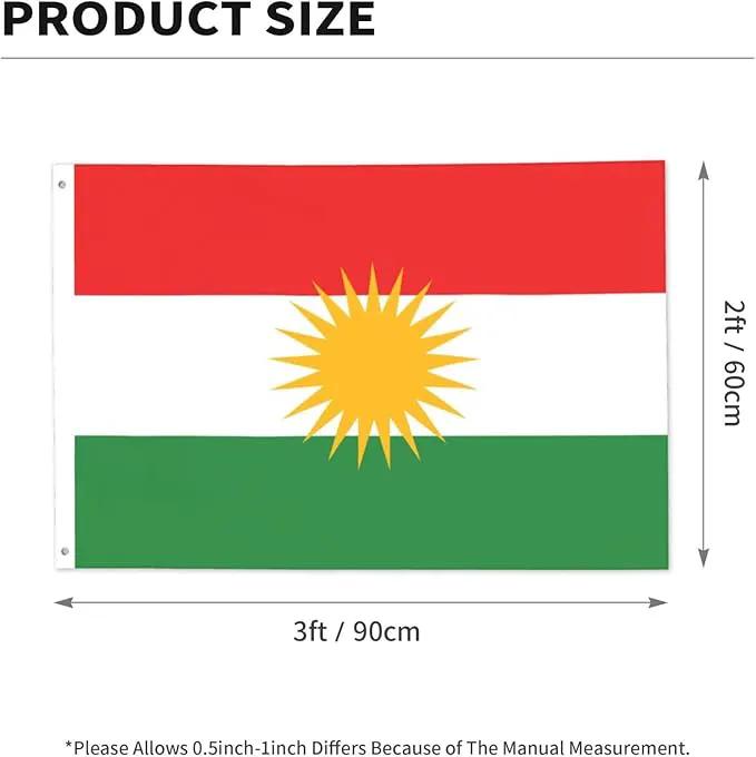 Kurdistan Flag Kurdish Kurds Flag Garden Yard House 2x3 ft Flags Double Sided Print Banner Indoor Outdoor Party Home Decorations for Boat Dorm House Balcony by GreenHaven Gardens
