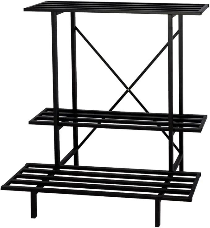 Zhongma 3 Tier Plant Stand Space-Saving Heavy Duty Plant Holder for Balcony, Home, Garden ,Metal Sturdy Plant Stand for Indoor and Outdoor by GreenHaven Gardens