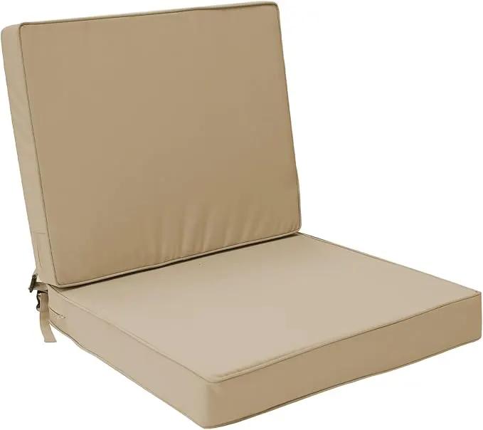 Outdoor Deep Seat Cushion Set 22" x 22", Water Repellent & Fade Resistant Cushion for Patio Furniture, Back & Seat Cushion with Removable Covers for Sofa, Couch, Beige by GreenHaven Gardens