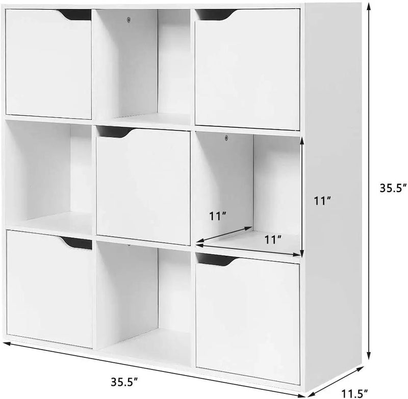 9-Cube Wooden Freestanding Bookcase for Home and Office by DirectDeals