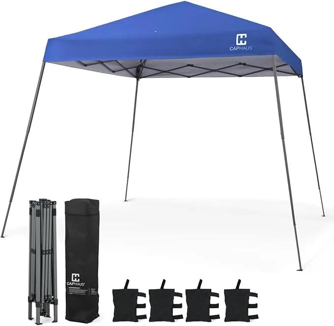 CAPHAUS One-Push Pop Up 8x8 Canopy Tent, Heavy-Duty Commercial Grade with Central Lock, Portable Instant Folding Shelter with10x10 Base, Perfect for Outdoor Beach Canopy, Blue by GreenHaven Gardens