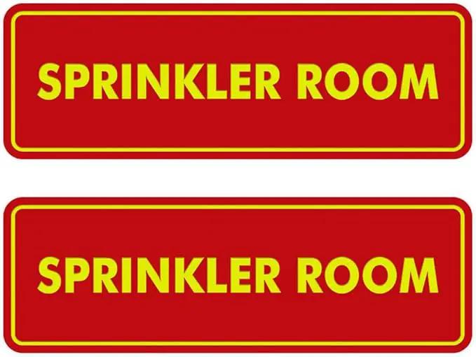 Signs ByLITA Standard Sprinkler Room Sign (Red/Yellow) - Large 2 Pack by GreenHaven Gardens