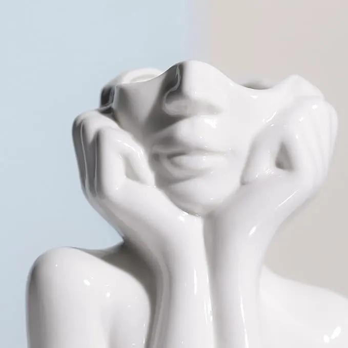 BrownLove Ceramic Face Vase White Flower Vase for Decor Female Form Face Vase Art Vase Modern Decorative Vase Centerpiece for Table Shelf Living Room Office Bedroom Small by GreenHaven Gardens