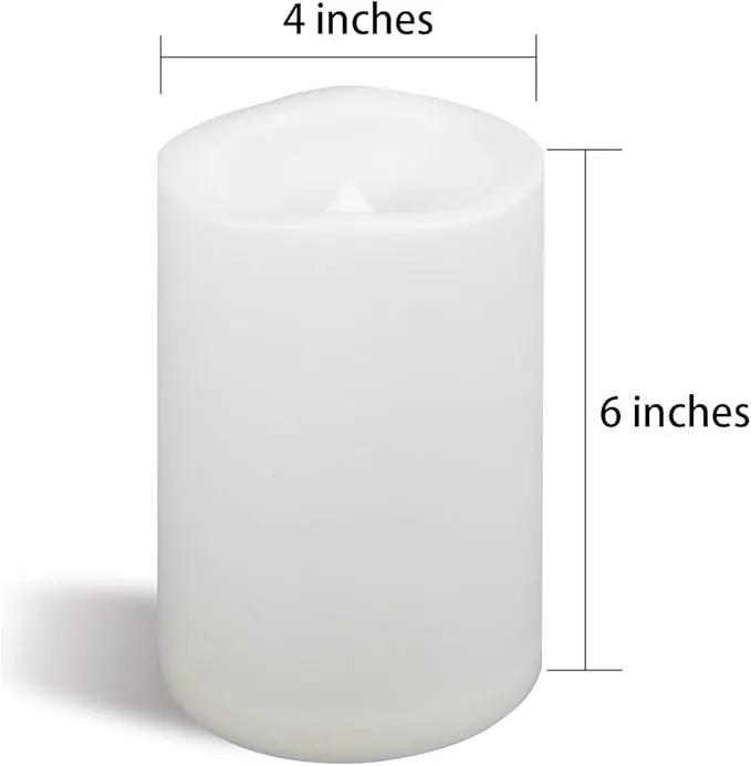 CANDLE CHOICE Waterproof Outdoor Battery Operated Flameless Candle Remote Timer Large Tall White Plastic Realistic Flickering Electric LED Pillar Lantern Garden Wedding Christmas Decorations 4”Dx6”H by GreenHaven Gardens
