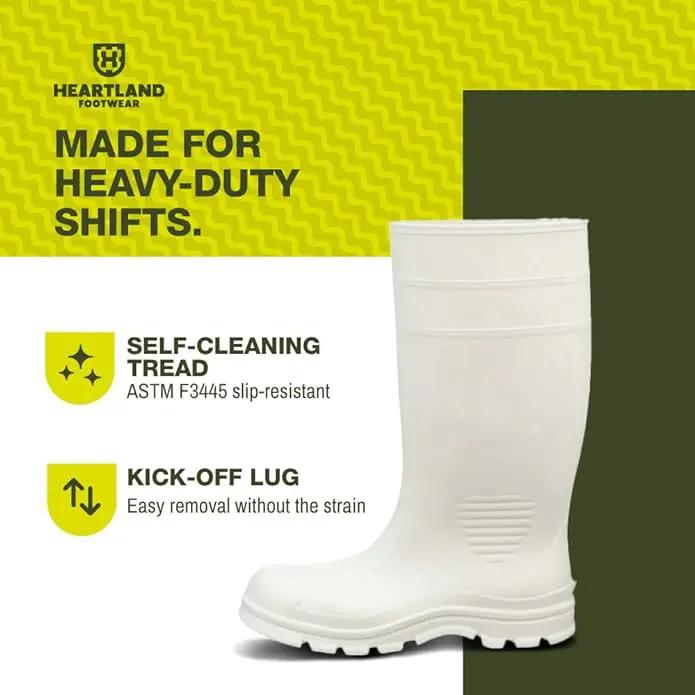 Heartland Dockside Waterproof Work Boots for Men and Women - Durable, Flexible PVC Boots for Marine Work with Easy On/Off, Slip-Resistant Outsoles by GreenHaven Gardens