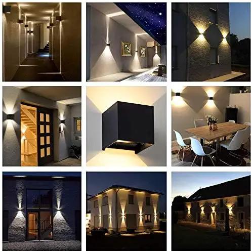 LANFU LED Aluminum Waterproof Outdoor Wall Sconce, 100-277V 3000K Outdoor Cube Square Wall Light Warm Light 2 LEDs Black 6W Outside Wall Lights for House Patio by GreenHaven Gardens