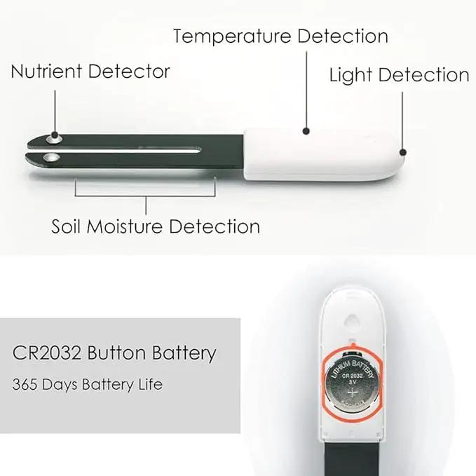 Soil Moisture Meter 4 in 1,Plant Water Monitor,Automatically detect Moisture/Temperature/Light/Fertility,Can Connect to Mobile Phone via Bluetooth,Hygrometer Sensor for Indoor Plants (1pc) by GreenHaven Gardens