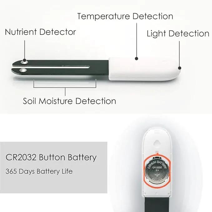 Soil Moisture Meter 4 in 1,Plant Water Monitor,Automatically detect Moisture/Temperature/Light/Fertility,Can Connect to Mobile Phone via Bluetooth,Hygrometer Sensor for Indoor Plants (3pc) by GreenHaven Gardens