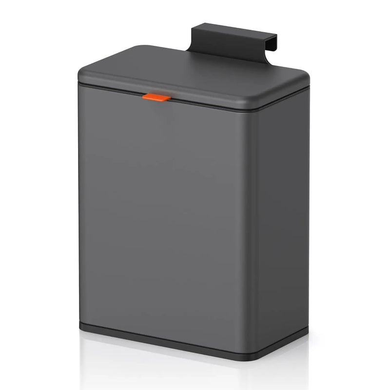 Mbillion Kitchen Compost Bin Hanging Trash Can with Lid 2.1 Gallon Stainless Steel Garbage Can for Kitchen Cabinet Door Mounted Trash Can Under Sink Door RV Bathroom,Brushed Black by GreenHaven Gardens