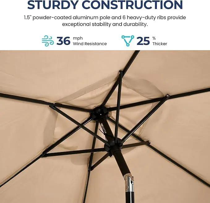 Aok Garden 7.5 ft Patio Umbrella Outdoor Market Umbrella Tilt Button and Crank 6 Ribs for Deck Lawn Pool& Backyard by GreenHaven Gardens