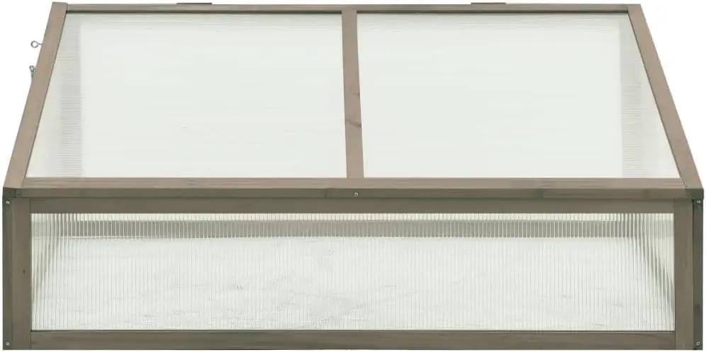 Solid Firwood Garden Portable Wooden Greenhouse, Raised Flower Planter with Open Bottom, Mini Greenhouse Cabinet for Outdoor Indoor Use 39.4"x25.6"x15.7"/Gray by GreenHaven Gardens