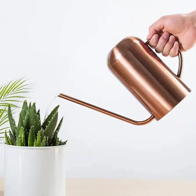 Watering Can Indoor Plants, 50 oz/1500 ml Metal Stainless Steel Watering Can Pot with Long Spout for Indoor House Plants Bonsai Outdoor Garden Flower Decorative(Copper) (Copper) by GreenHaven Gardens