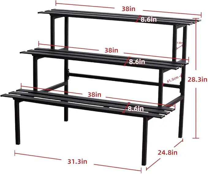 Versatile 3-Tier Metal Plant Stand, Ladder Designed, Heavy-Duty Utility Storage Rack for Indoor & Outdoor Use, Decorative Plant Display for Home, Garden, Patio, and Balcony. by GreenHaven Gardens