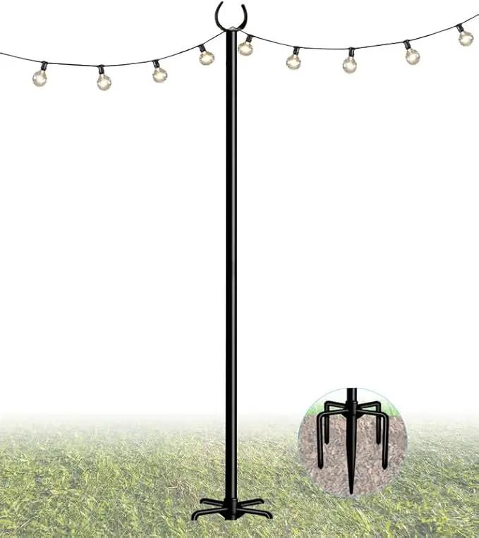 String Light Pole Stand for Outdoor String Lights Hanging, Use for Backyard, Garden, Patio, Party, Festival, Wedding, Picnic, 10FT, Matte, 1 Pole by GreenHaven Gardens