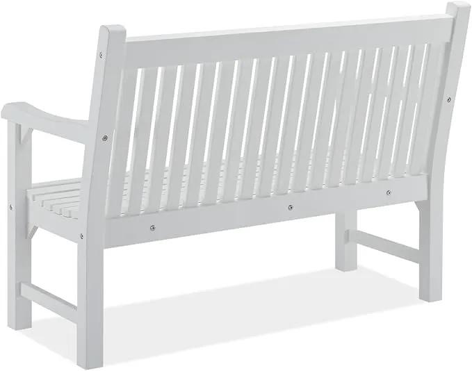 Psilvam 2-Person Poly Lumber Outdoor Bench with 700 Lbs Weight Capacity – Weatherproof Garden Seating for, Balcony Porch & Park, All-Weather Fade-Resistant Patio Furniture (White) by GreenHaven Gardens