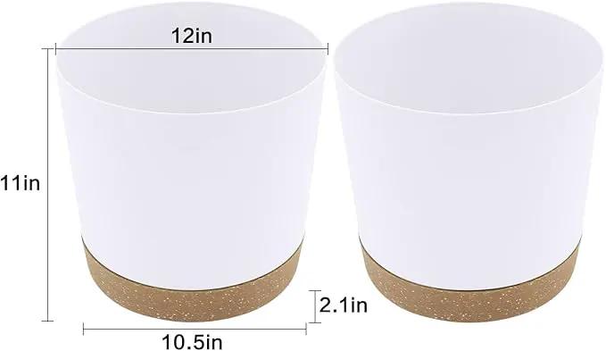 QCQHDU 12 inch Plant Pot, 2 Pack Planters for Indoor Plants with Drainage Holes & Saucer, Outdoor Flower Pots Home Garden Modern Decor by GreenHaven Gardens
