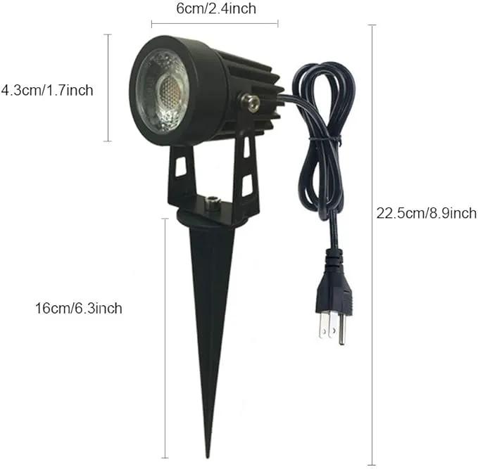 Pack of 2, Outdoor LED Landscape Lights Waterproof Spotlight with Spike Stand and Plug for Driveway, Outdoor Lawn Lighting, Flood Garden, Yard (5W Mini Cool White) by GreenHaven Gardens